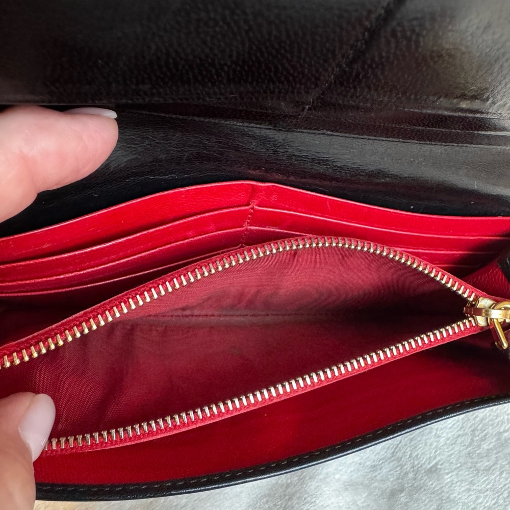 Prada Lips Wallet Black Red Leather Continental Zip Clutch - Picture 8 of 12
